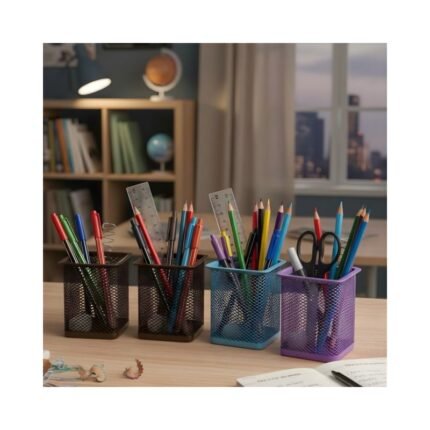 Square Colored Metal Pen Stand