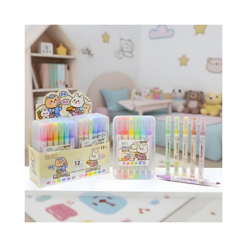 1 Duo Tip Highlighter No. 2016 ( 12 Pcs Box/ 12 Color/ 6 Highlighter ) - Image 1